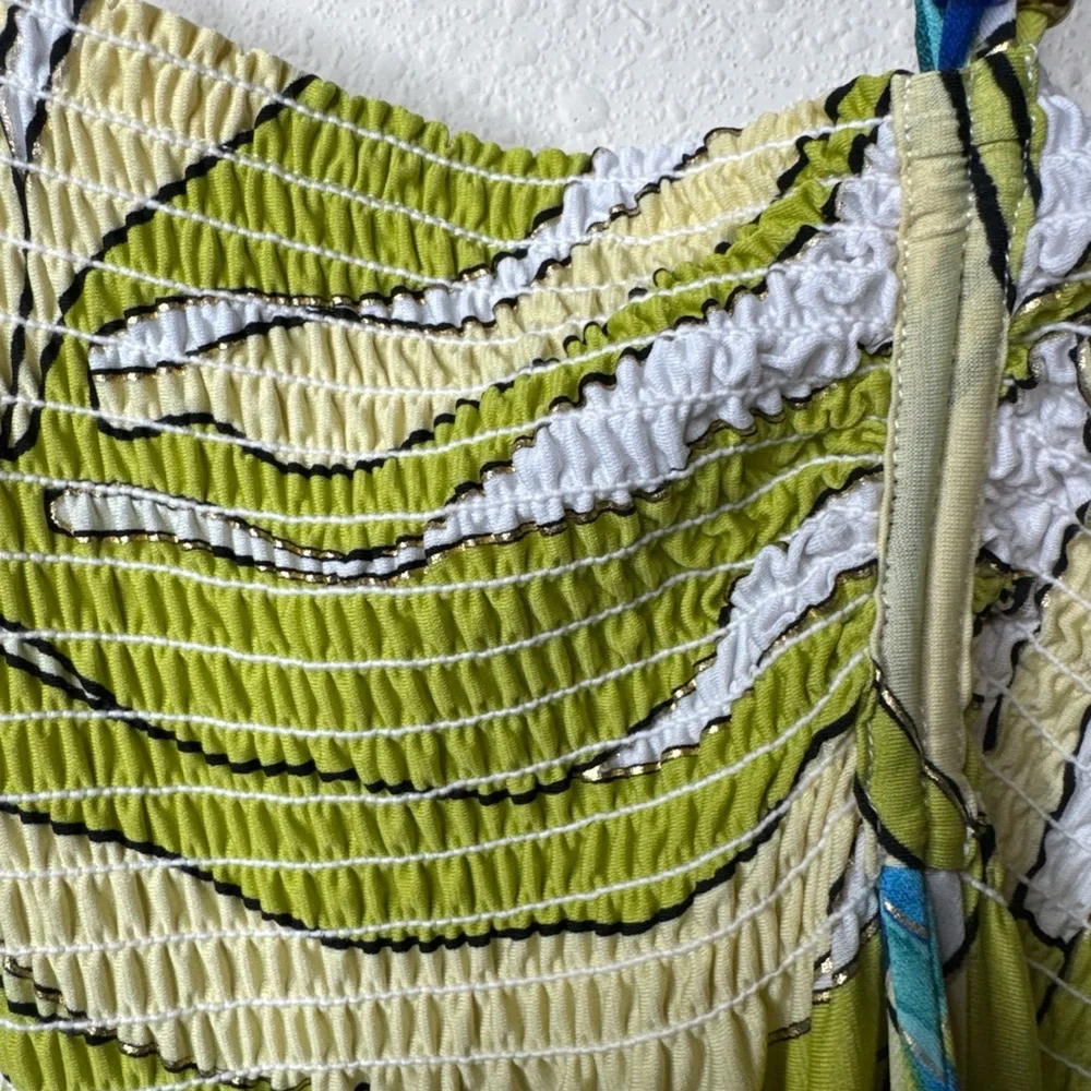 Cache White and Green smocked maxi Dress, medium - Picture 8 of 10